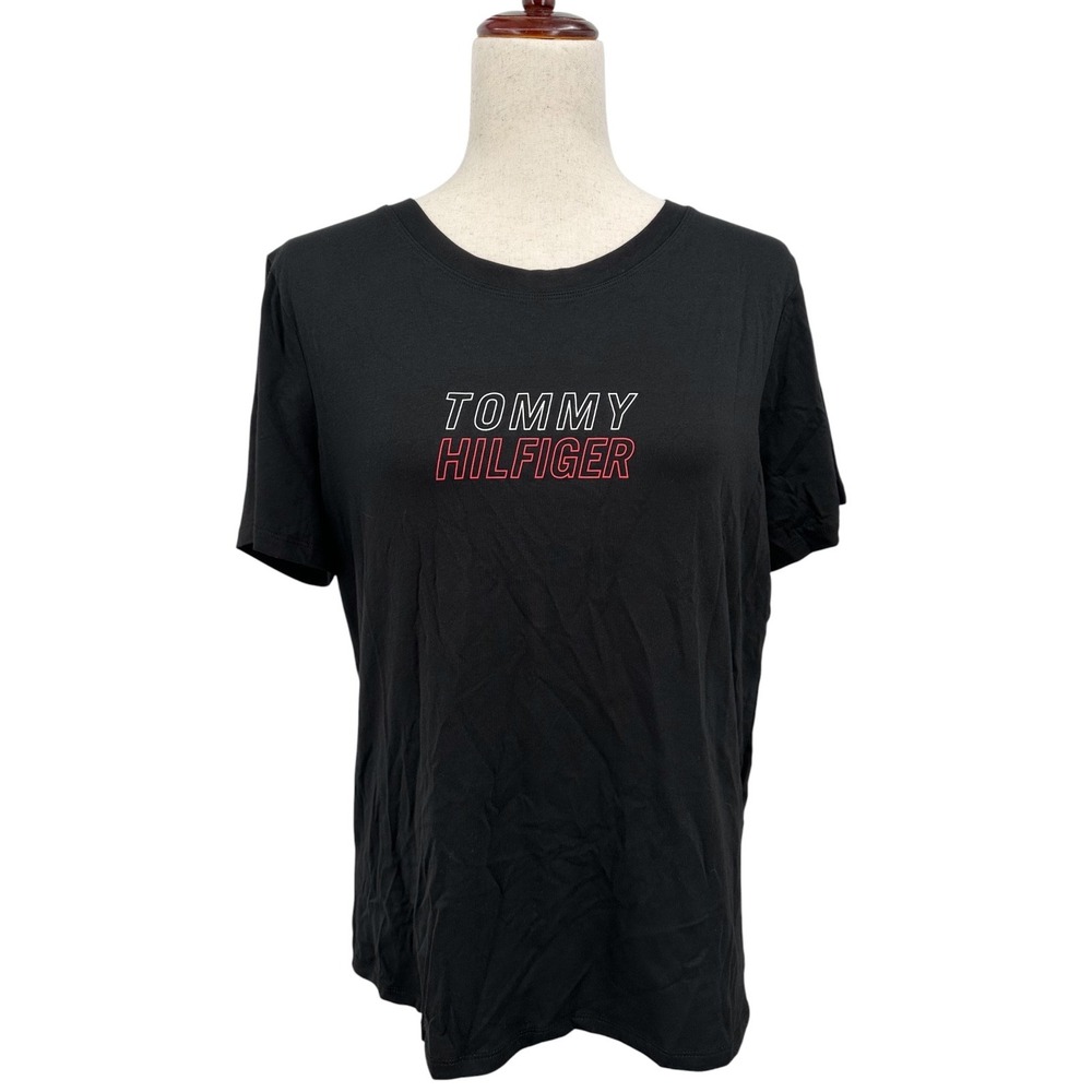 Tommy Hilfiger Sport T-Shirt Black Cotton Short Sleeve Logo Women's Large NWT - Picture 2 of 11